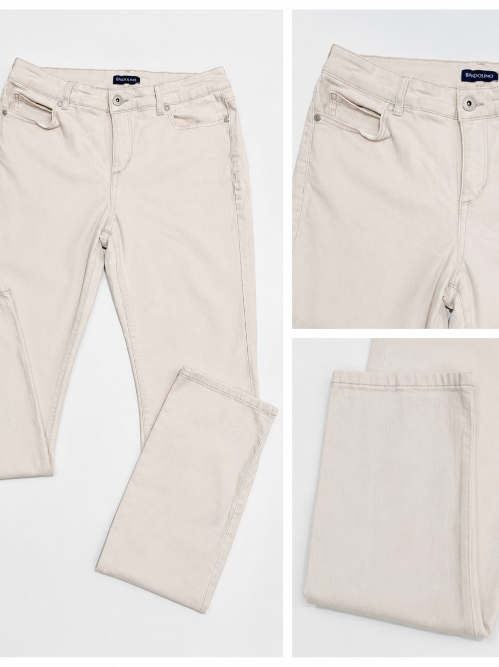 Bandolino women's cream stretch jeans in very good pre-owned condition. Classic